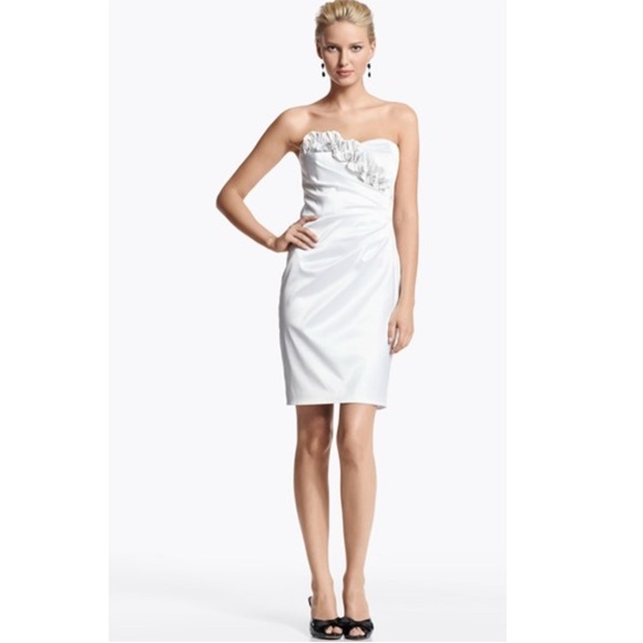 WHITE HOUSE BLACK MARKET Strapless White Embellished Bodice Formal Dress - Picture 1 of 15